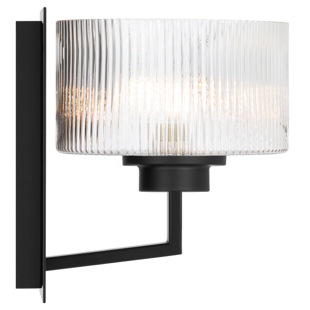Telbix Moreno II Wall Light with Ribbed Glass Shades Available in Antique Gold, Black & Antique Silver