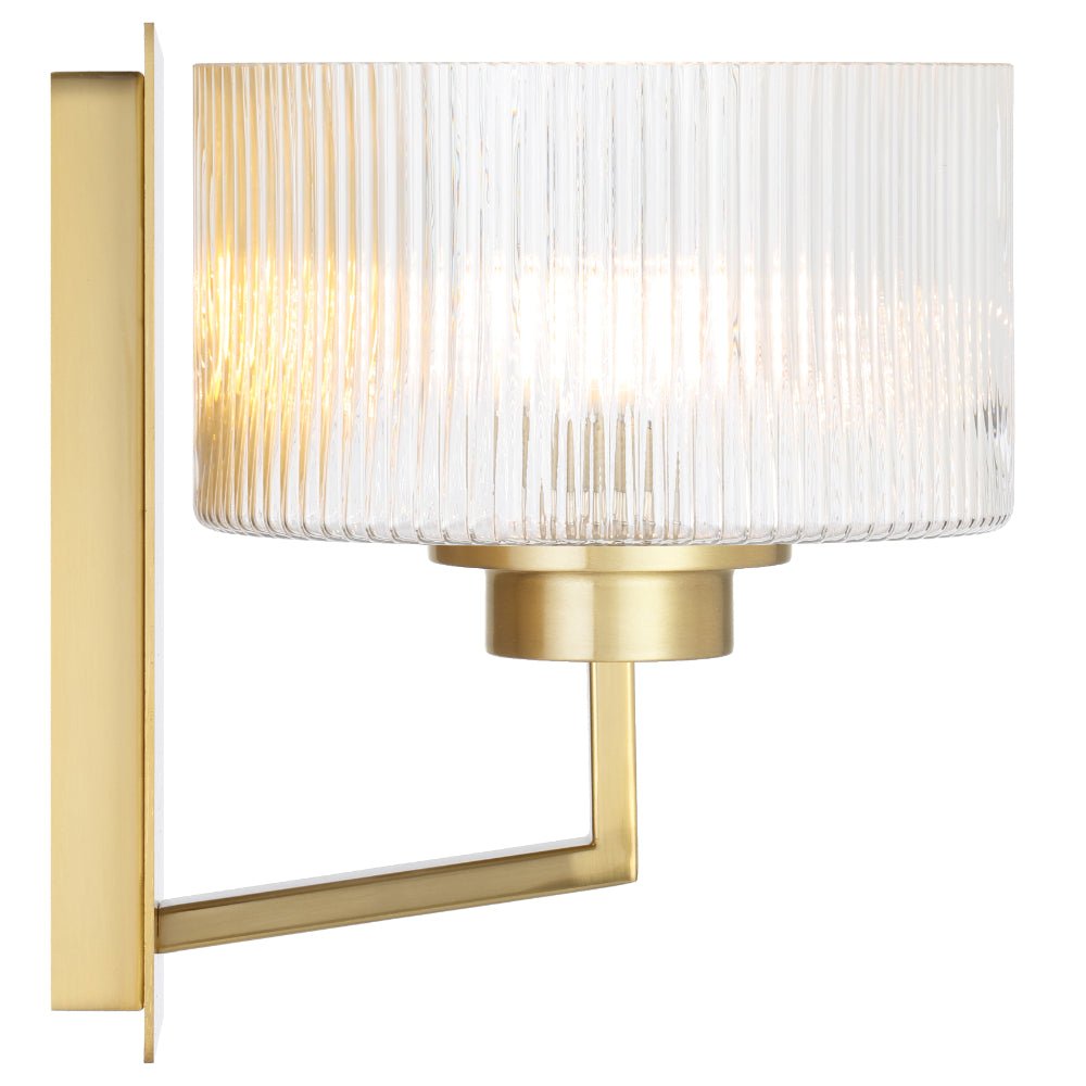 Telbix Moreno II Wall Light with Ribbed Glass Shades Available in Antique Gold, Black & Antique Silver