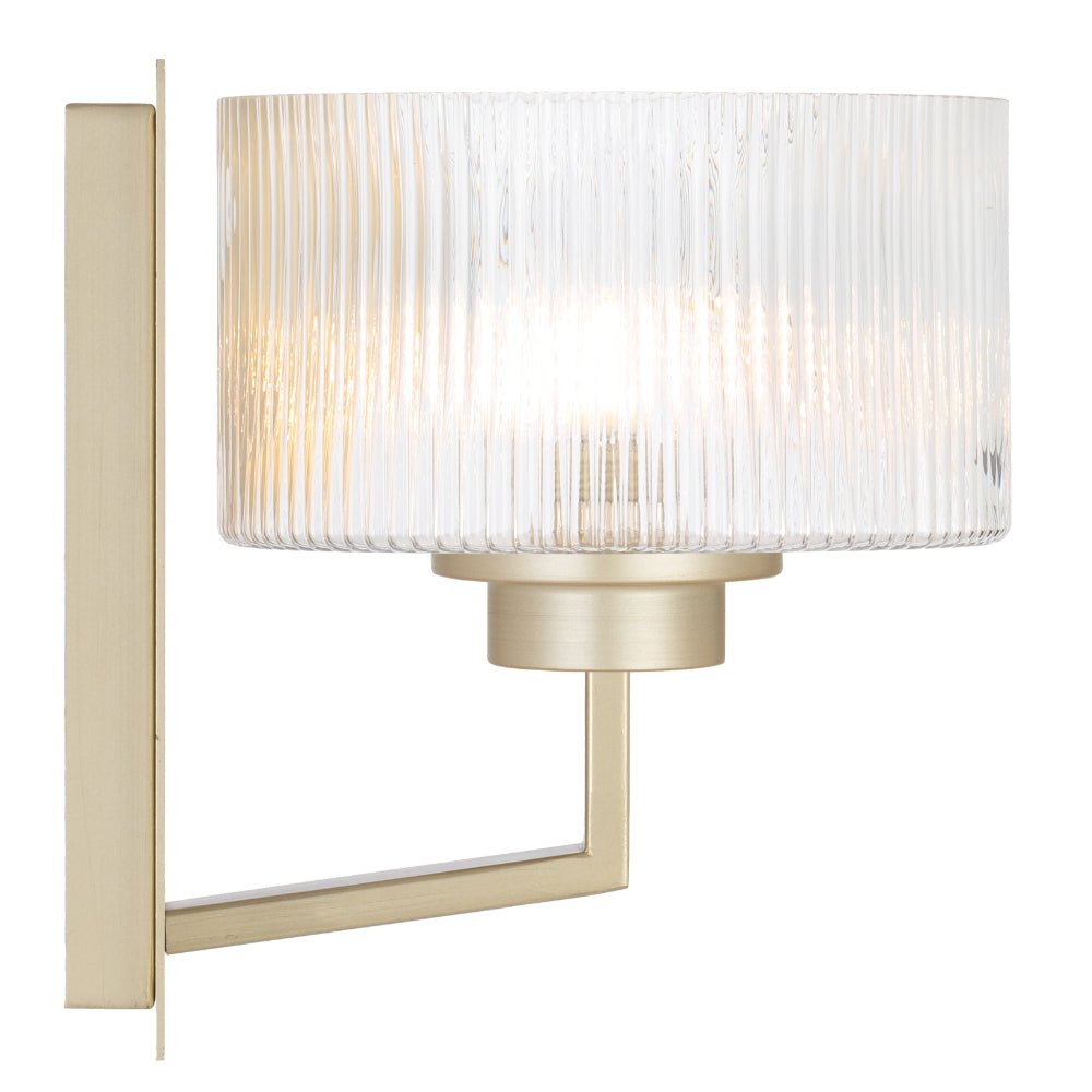 Telbix Moreno II Wall Light with Ribbed Glass Shades Available in Antique Gold, Black & Antique Silver