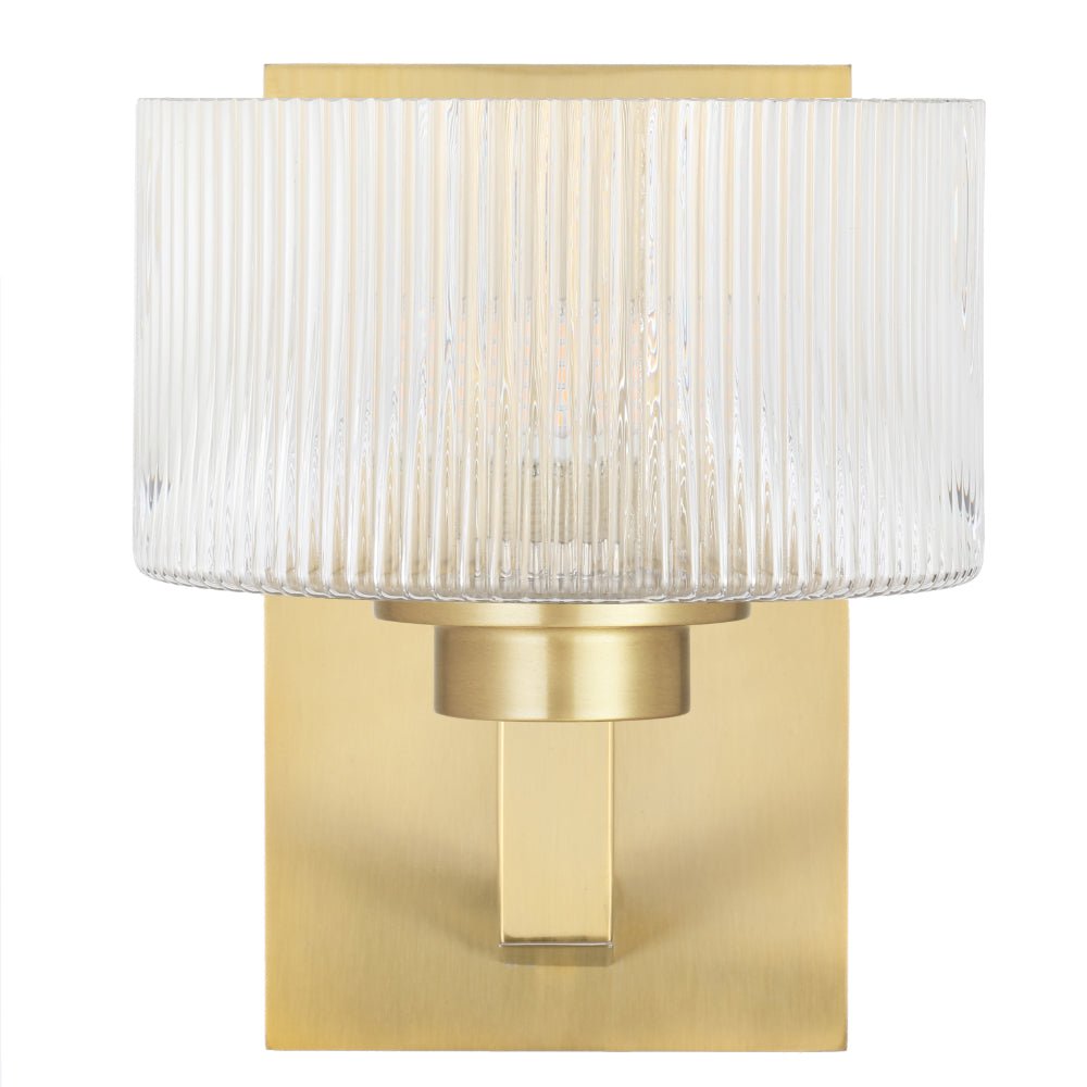 Telbix Moreno II Wall Light with Ribbed Glass Shades Available in Antique Gold, Black & Antique Silver