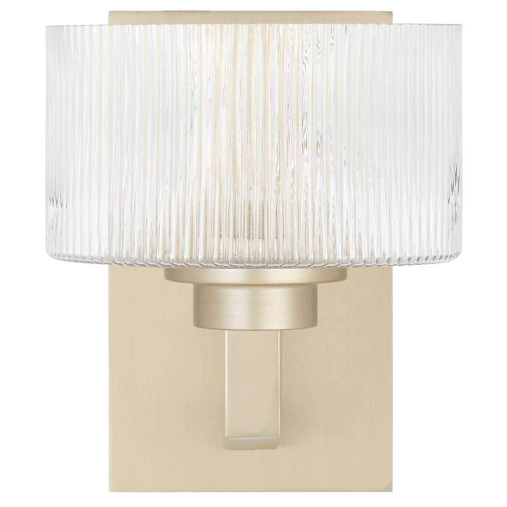 Telbix Moreno II Wall Light with Ribbed Glass Shades Available in Antique Gold, Black & Antique Silver