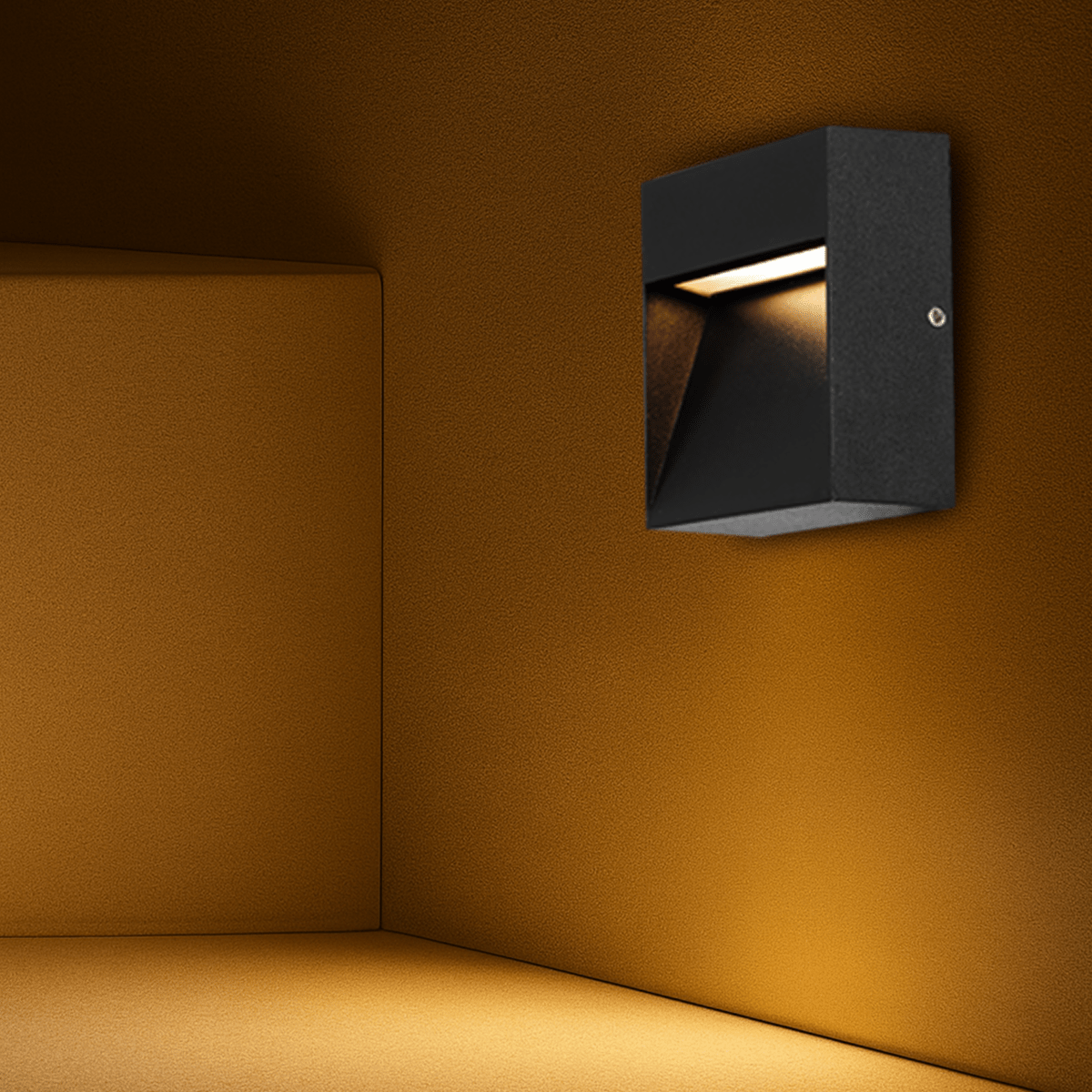 Telbix Musan Square LED Step Wall Light in Black