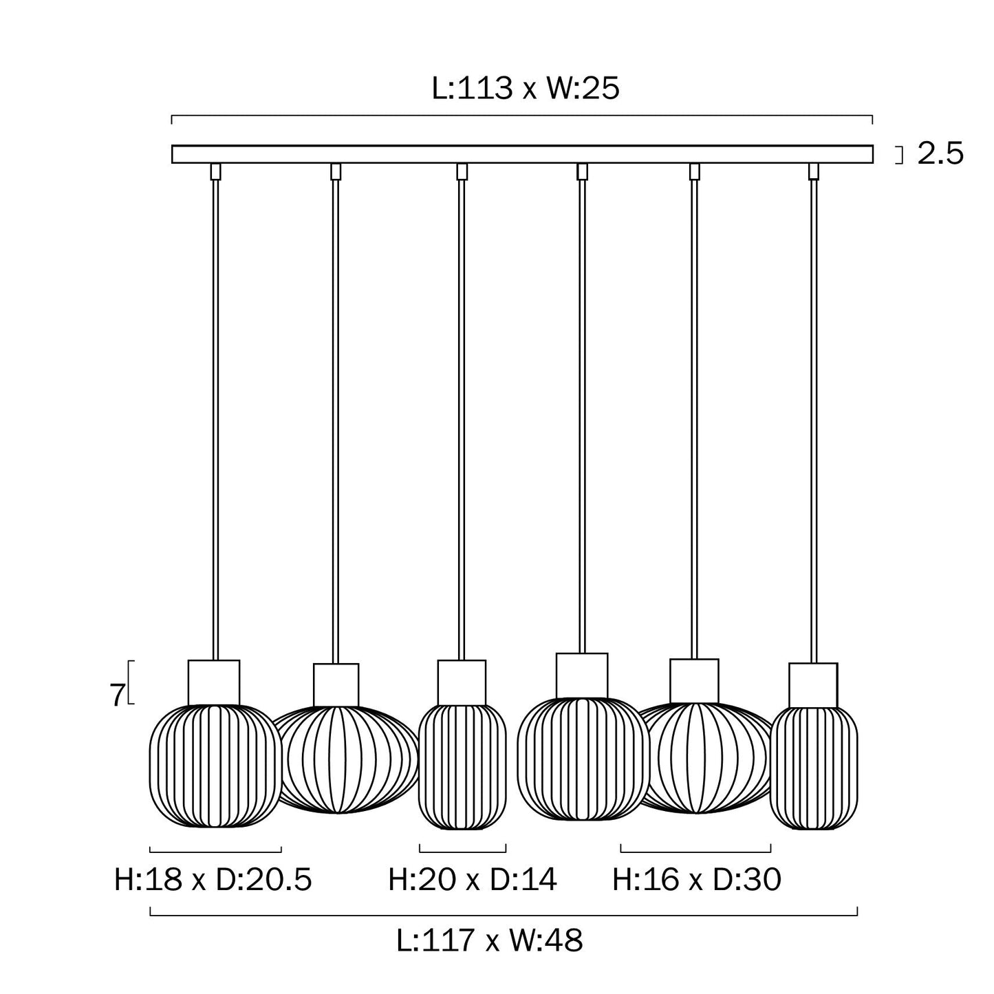 Telbix Nori 6 Lights Pendant - Black Opal Matt - Mases LightingTelbix