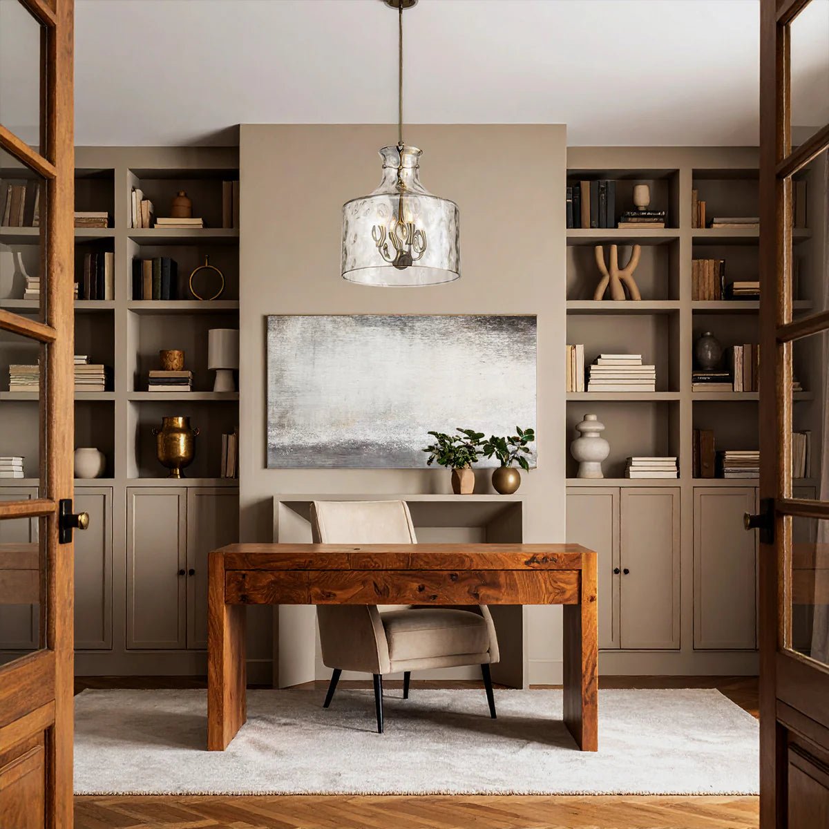 Telbix Perron 4 Light Pendant in Nickel, Black and Antique Gold