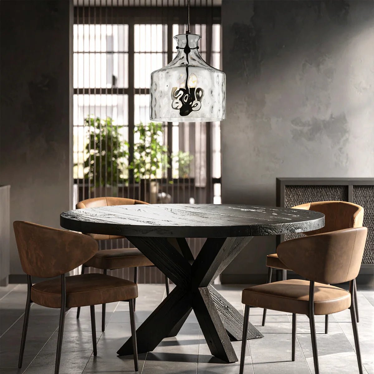 Telbix Perron 4 Light Pendant in Nickel, Black and Antique Gold