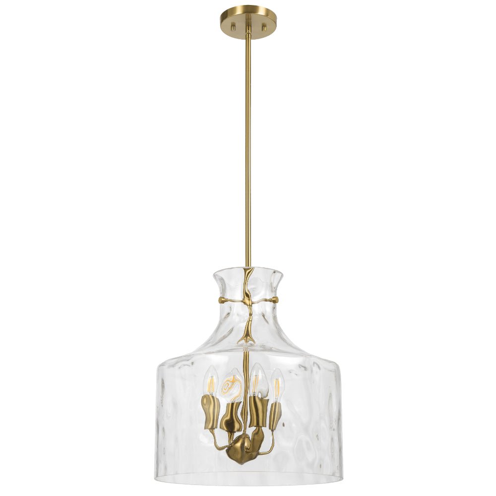 Telbix Perron 4 Light Pendant in Nickel, Black and Antique Gold