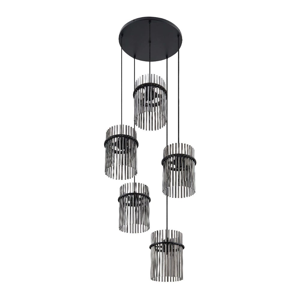 Telbix Quilo 5 Light Pendant- Black