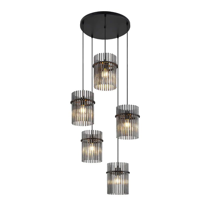 Telbix Quilo 5 Light Pendant- Black