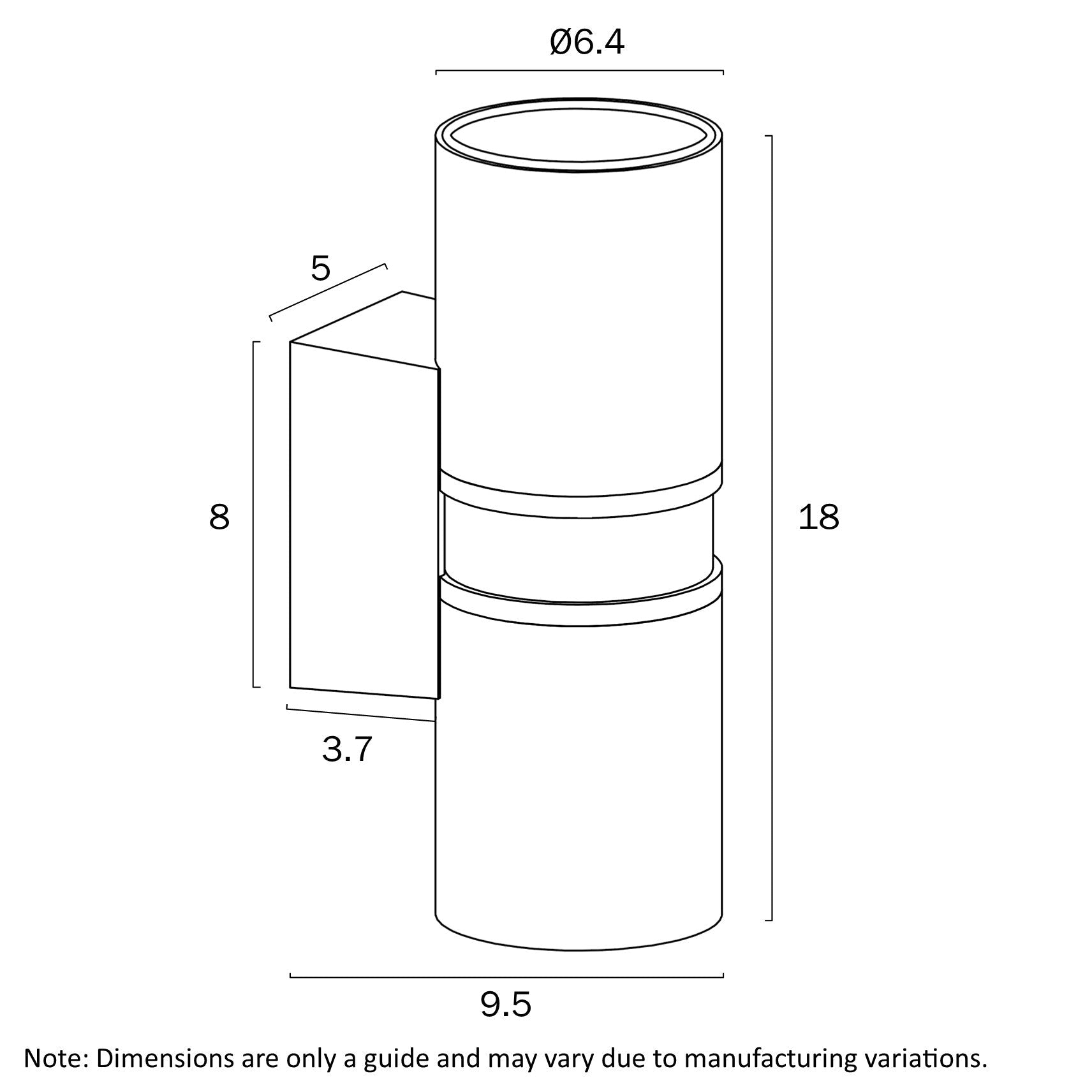 Telbix Sarnel Exterior Up/Down Wall Light in Rust or Brass