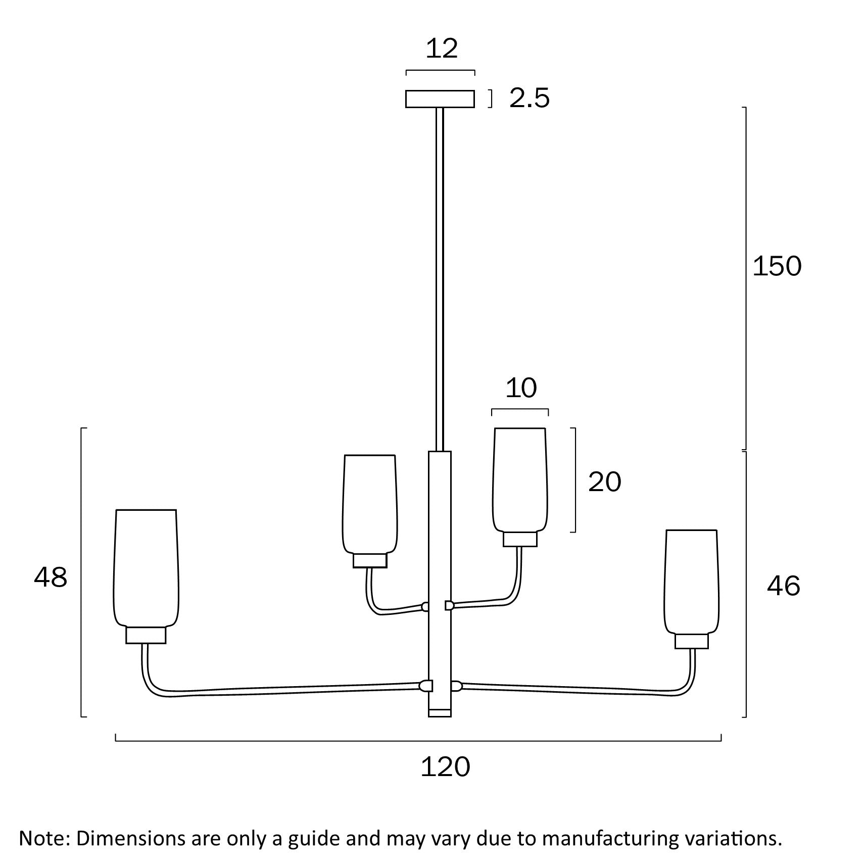 Telbix Sebring 4 Lights Long Pendant - Black Opal Matt