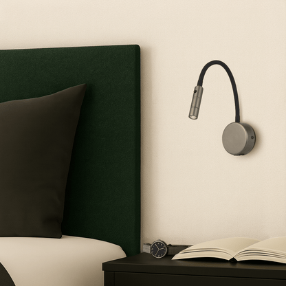 Telbix Solio LED Interior Wall Light with Flexible Arm and Head in Black, Nickel, White & Antique Brass - Mases LightingTelbix