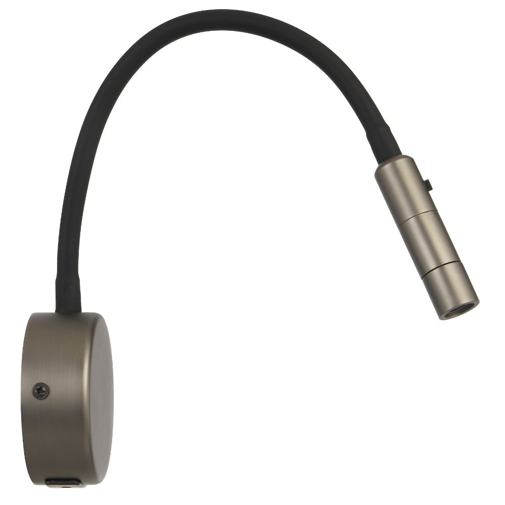 Telbix Solio LED Interior Wall Light with Flexible Arm and Head in Black, Nickel, White & Antique Brass