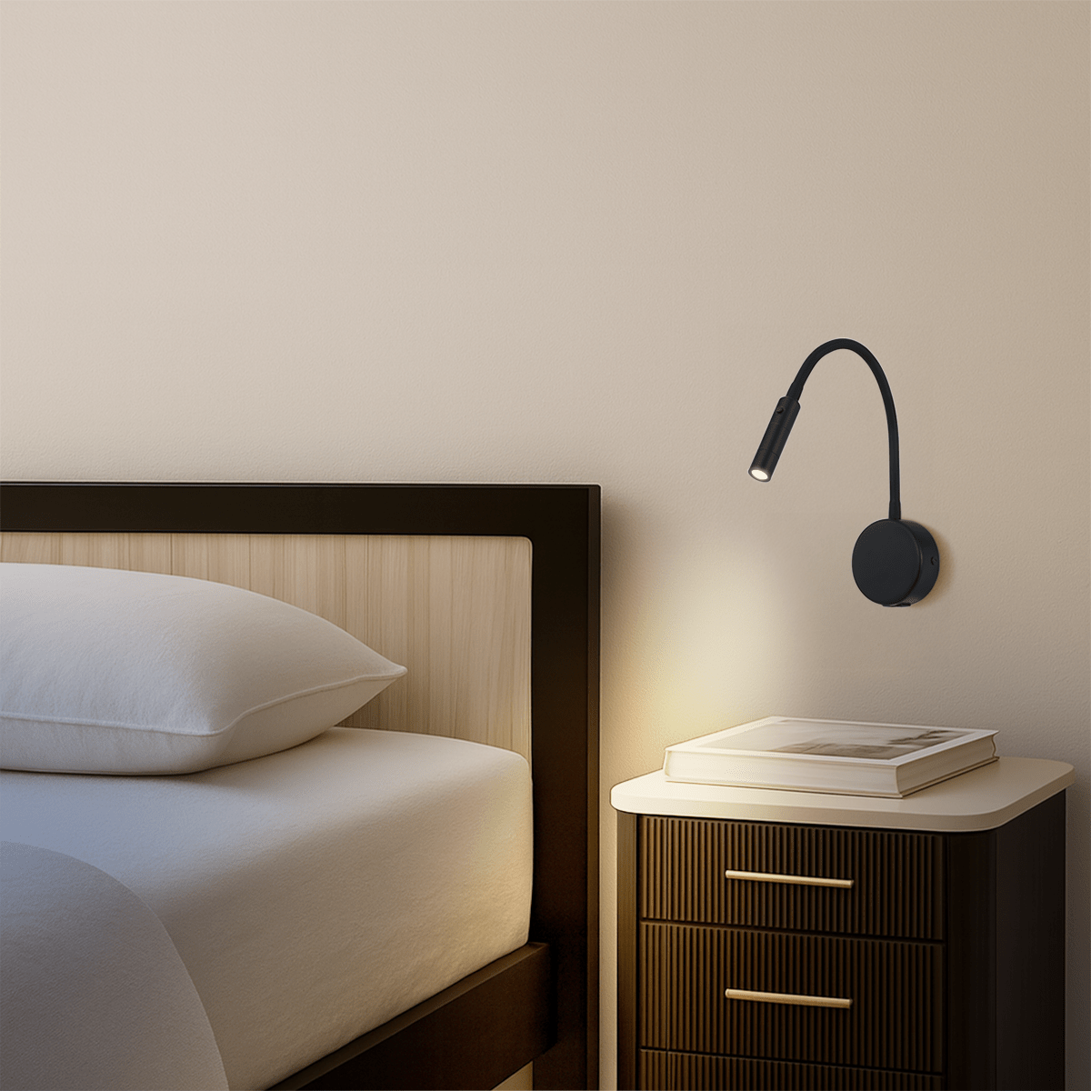 Telbix Solio LED Interior Wall Light with Flexible Arm and Head in Black, Nickel, White & Antique Brass