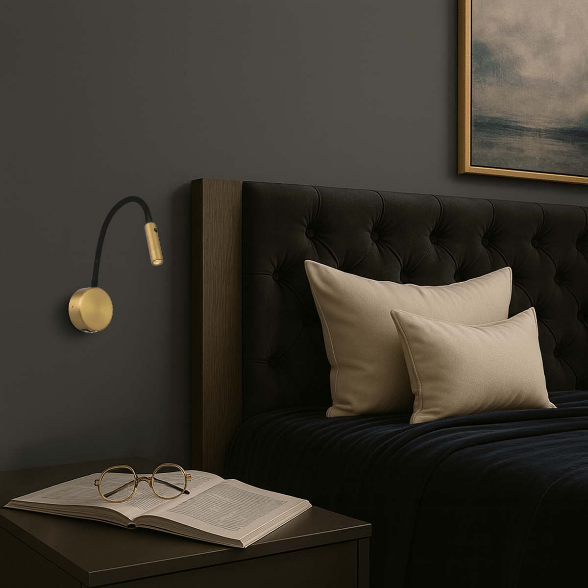 Telbix Solio LED Interior Wall Light with Flexible Arm and Head in Black, Nickel, White & Antique Brass - Mases LightingTelbix