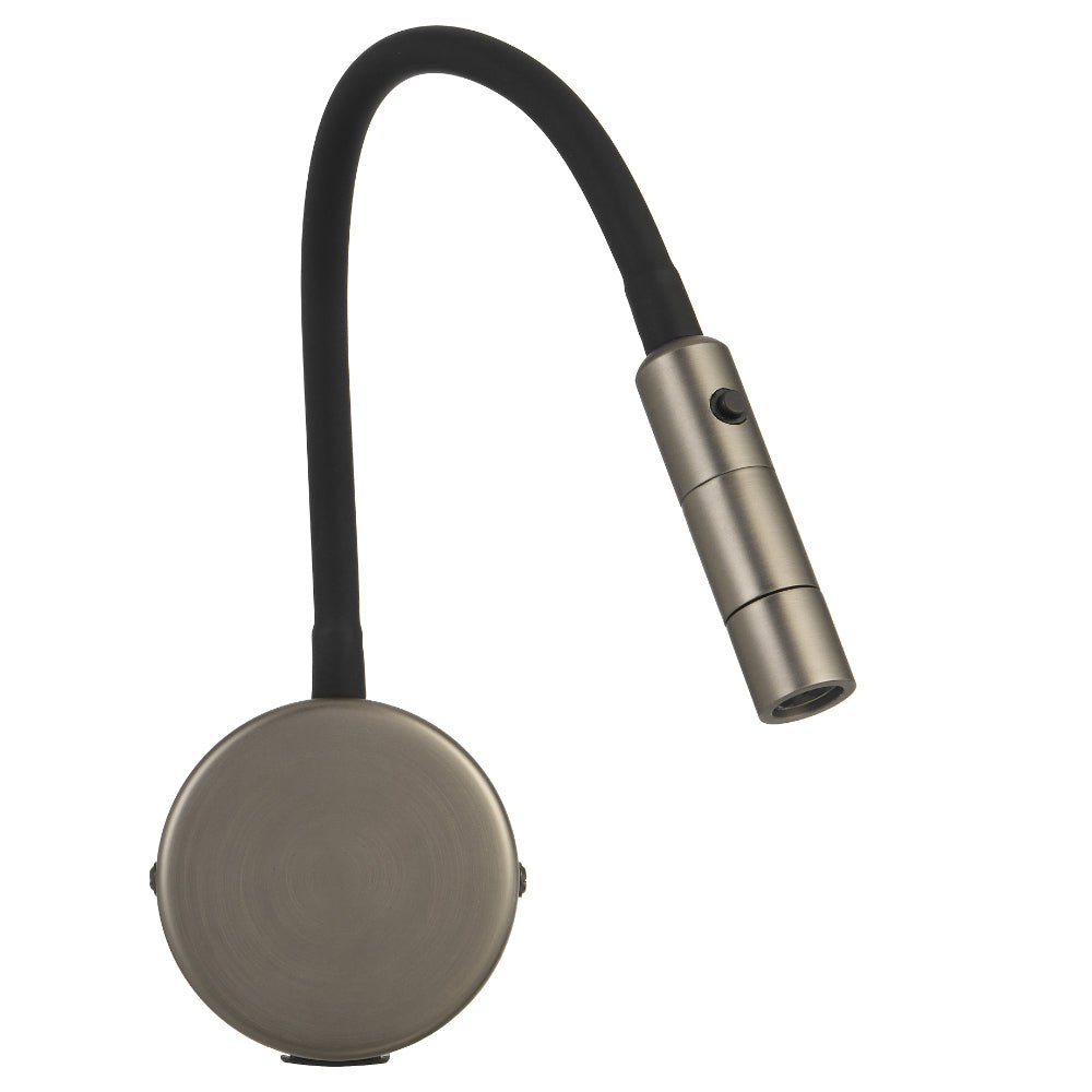 Telbix Solio LED Interior Wall Light with Flexible Arm and Head in Black, Nickel, White & Antique Brass