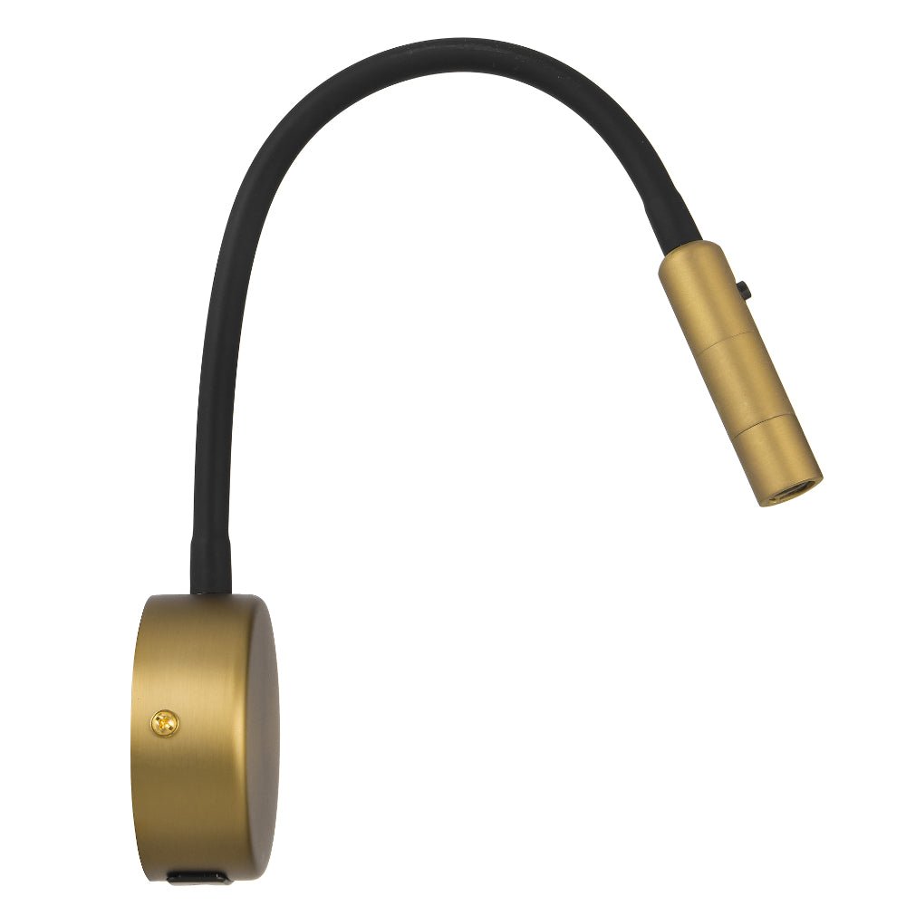 Telbix Solio LED Interior Wall Light with Flexible Arm and Head in Black, Nickel, White & Antique Brass