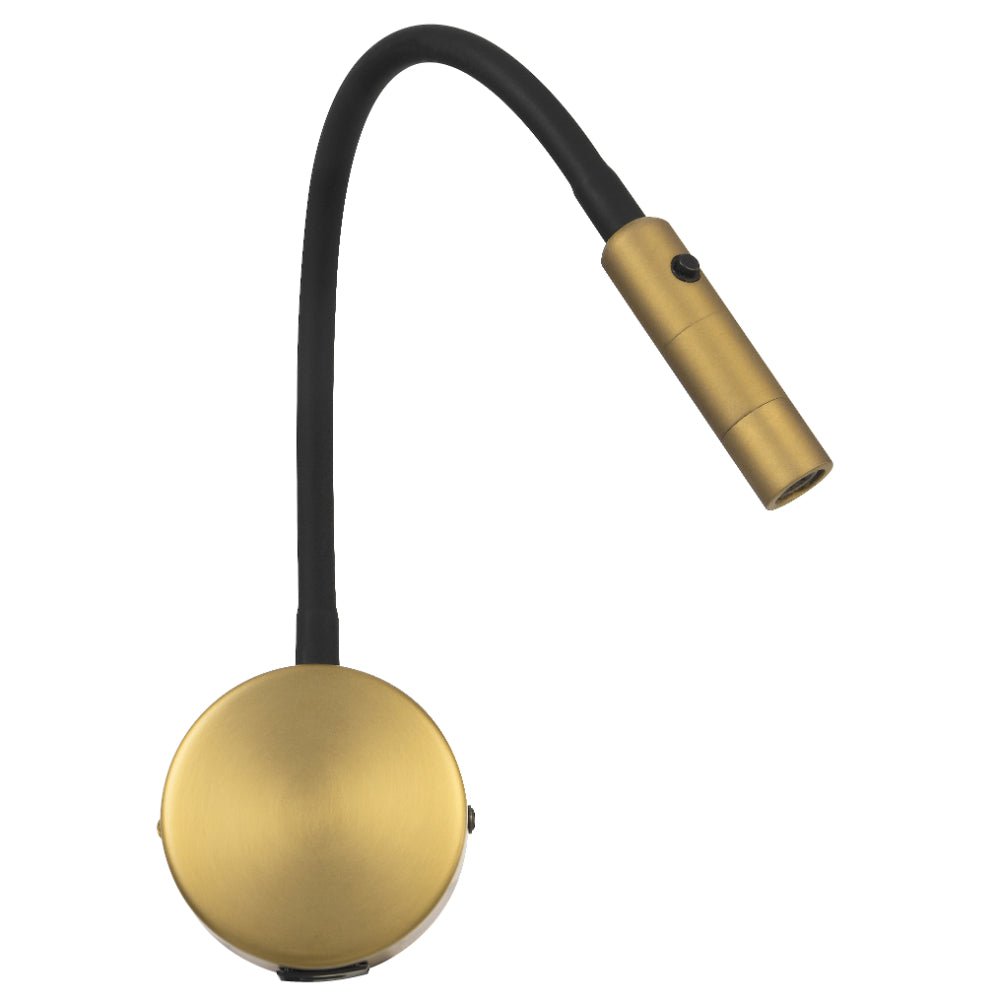 Telbix Solio LED Interior Wall Light with Flexible Arm and Head in Black, Nickel, White & Antique Brass