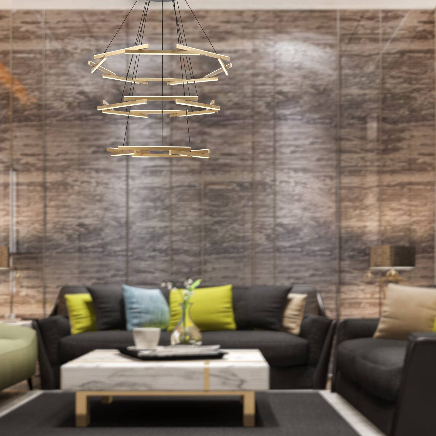 Telbix Tarson 3 Tier LED Pendant Black - Gold TARSON PE3T - BKGD - Mases LightingTelbix