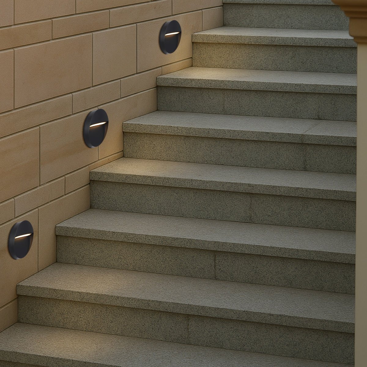 Telbix Terin Square or Round LED Step Wall Light in Black, Verde Green and White