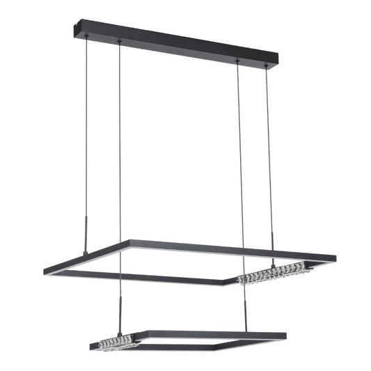 Telbix Zafra 2 Tier Pendant Black Sand / Crystal - Mases LightingTelbix