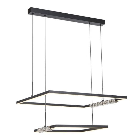 Telbix Zafra 2 Tier Pendant Black Sand / Crystal - Mases LightingTelbix