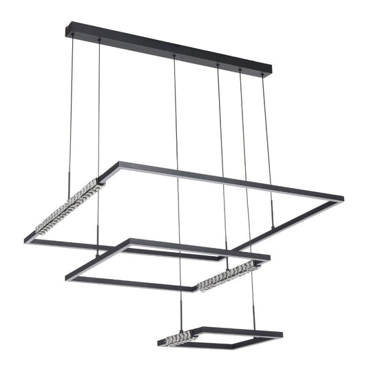 Telbix Zafra 3 Tier Pendant Light in Black Sand/Crystal - Mases Lightingtelbix