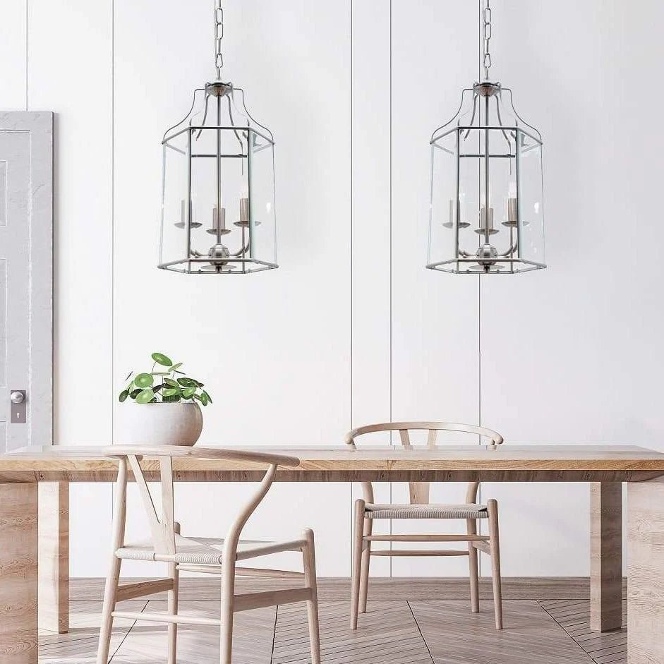 Timeless Glass Pendant Light in Satin Chrome (1/3/6 Light) - Mases LightingCougar Lighting