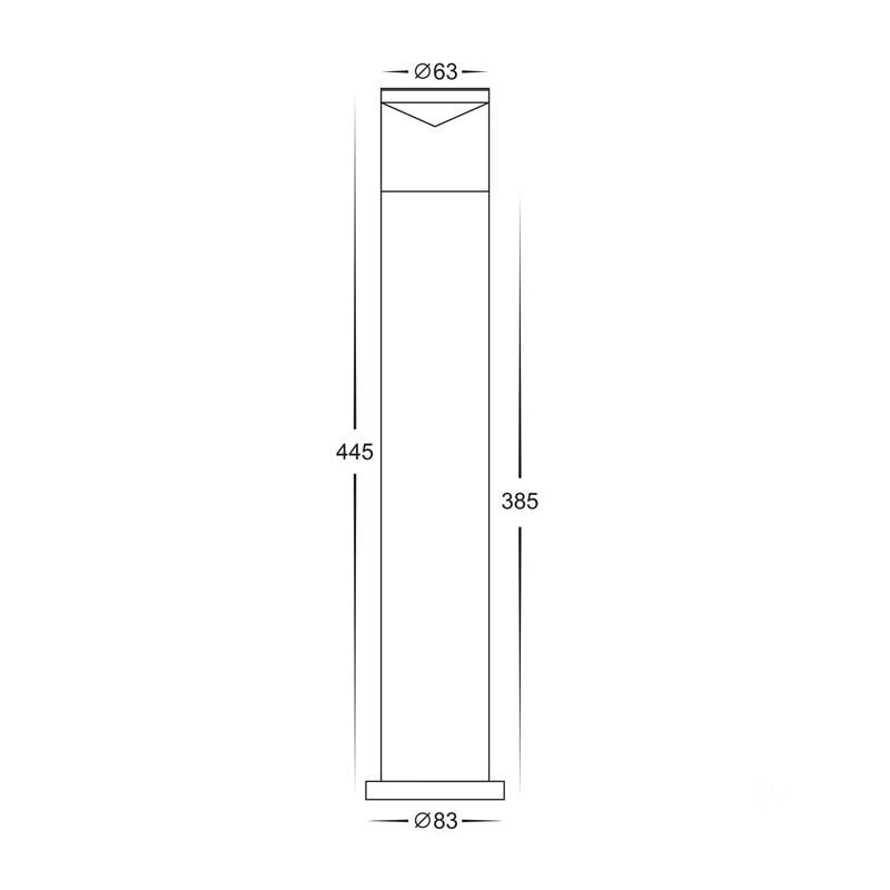 Titanium Aluminium Highlite Bollard Light 445mm - HV1601T-TTM, HV1602T-TTM