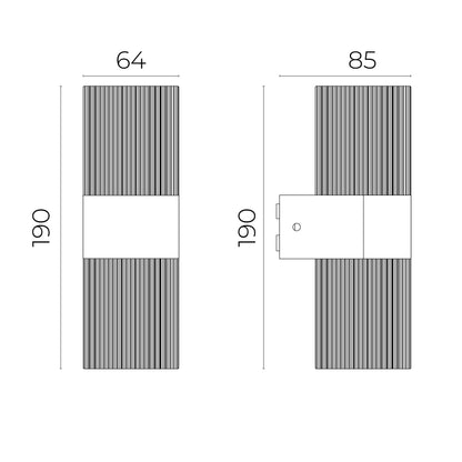 Torsten up/down outdoor wall light, E27 or GU10 sizes, 240V — Lighting Creations