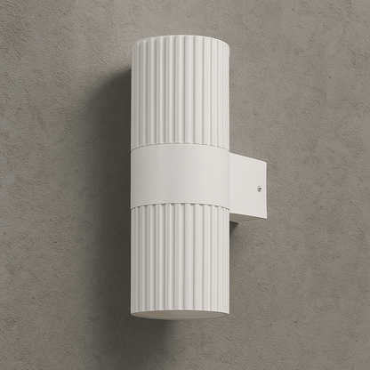 Torsten exterior up and down wall light, Scandinavian ribbed-aluminium design
