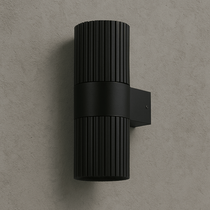 Torsten IP65 up/down wall light in black, weather-rated for exposed walls