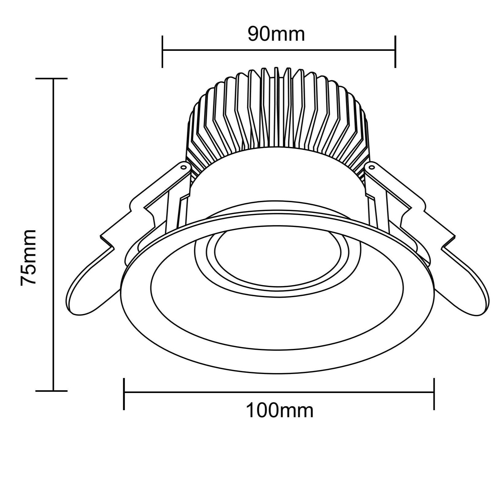 Vega 90mm 12W Architectural Low Glare Downlight Tri-Colour CRI 97+