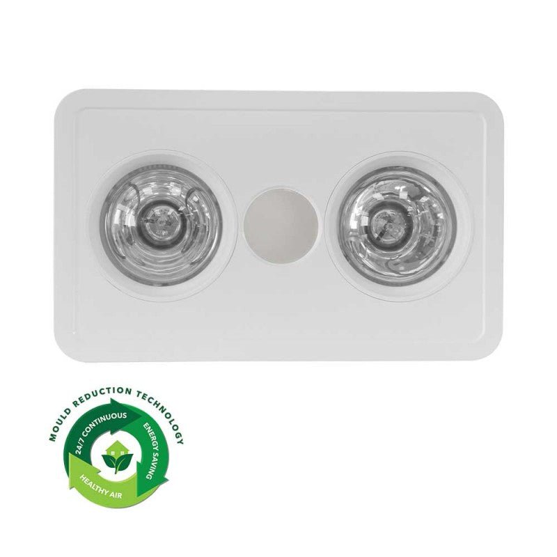 Ventair Heatforce DC 2 Bathroom 3 - in - 1 Heat, Light & Exhaust Fan | White - Mases LightingVentair