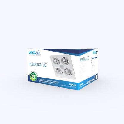 Ventair Heatforce DC 4 Bathroom 3 in 1 Heat, Light & Exhaust Fan | White - Mases LightingVentair