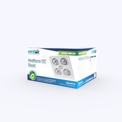 Ventair Heatforce DC 4 Bathroom 3 - in - 1 Heat, Light & Exhaust Fan with Boost | White - Mases LightingVentair