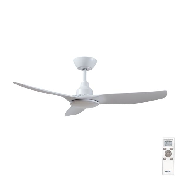 Ventair Skyfan Double Insulated DC Ceiling Fan with CCT LED Light & Remote – White 52″ - Mases LightingVentair