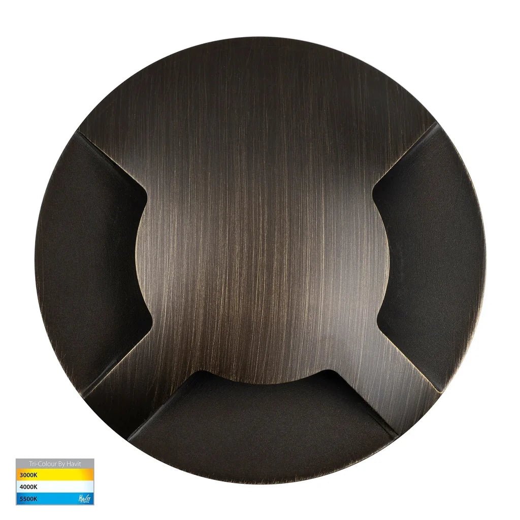 Viale LED in - Ground Light Triple Way in 316 Stainles Steel, Antique Brass, Brass or Graphite Havit Lighting - HV19082T - Mases LightingHavit Lighting