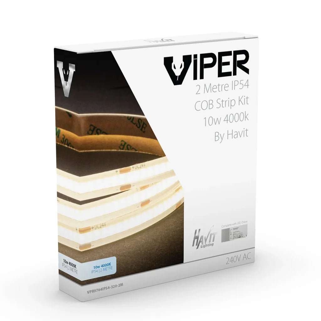 Viper COB LED Strip Kit 10w Per Metre 2m 3k, 4k, 5k Havit Lighting - VPR976XIP54 - 320 - 2M - Mases LightingHavit Lighting