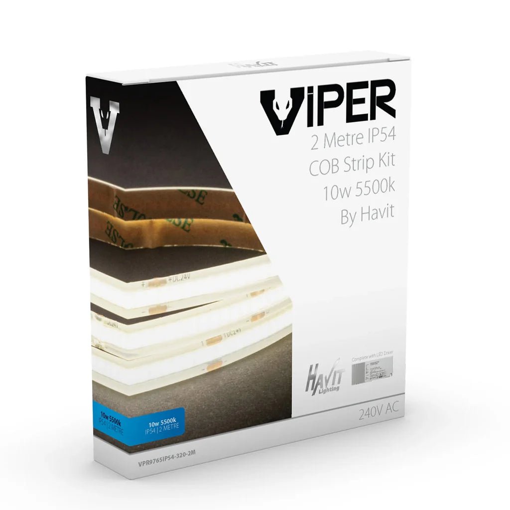 Viper COB LED Strip Kit 10w Per Metre 2m 3k, 4k, 5k Havit Lighting - VPR976XIP54 - 320 - 2M - Mases LightingHavit Lighting