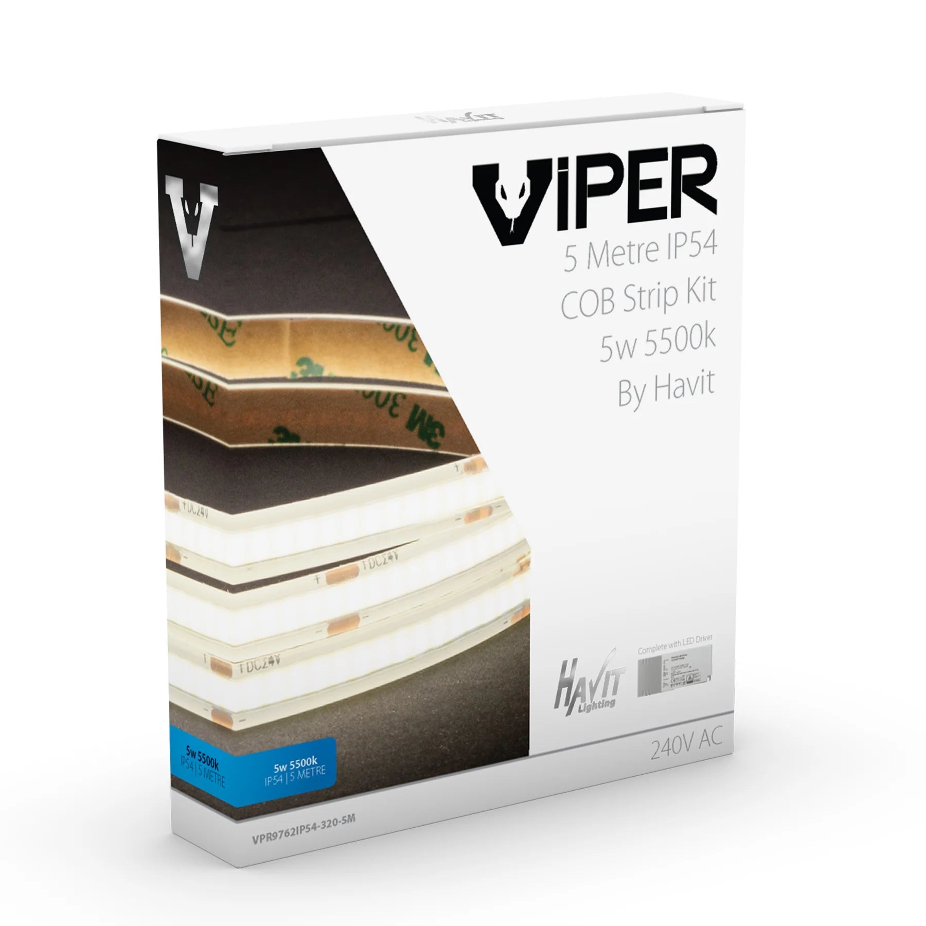 Viper COB LED Strip Kit 5w Per Metre 5m 3k, 4k, 5k Havit Lighting - VPR9760IP54-320-5M