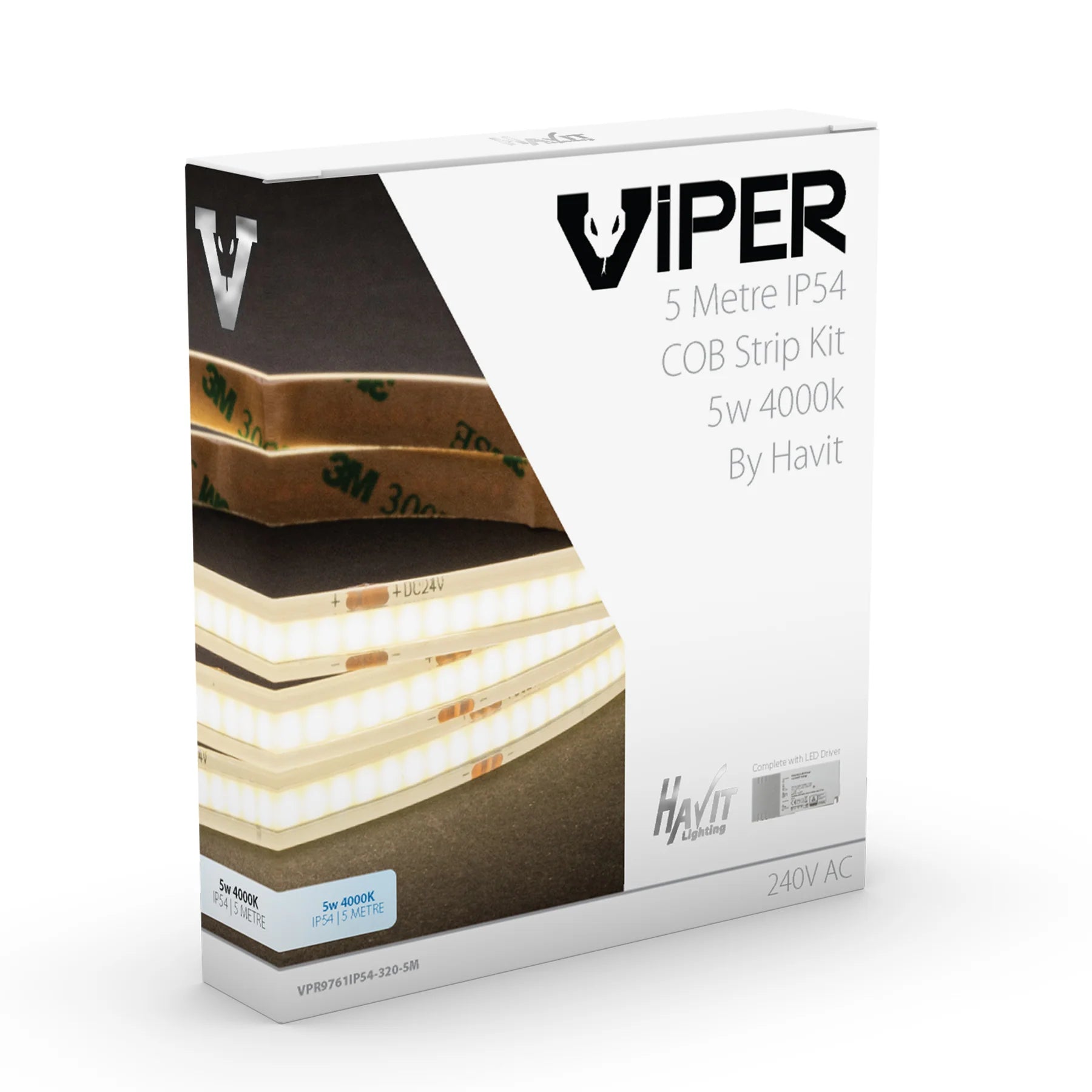 Viper COB LED Strip Kit 5w Per Metre 5m 3k, 4k, 5k Havit Lighting - VPR9760IP54-320-5M