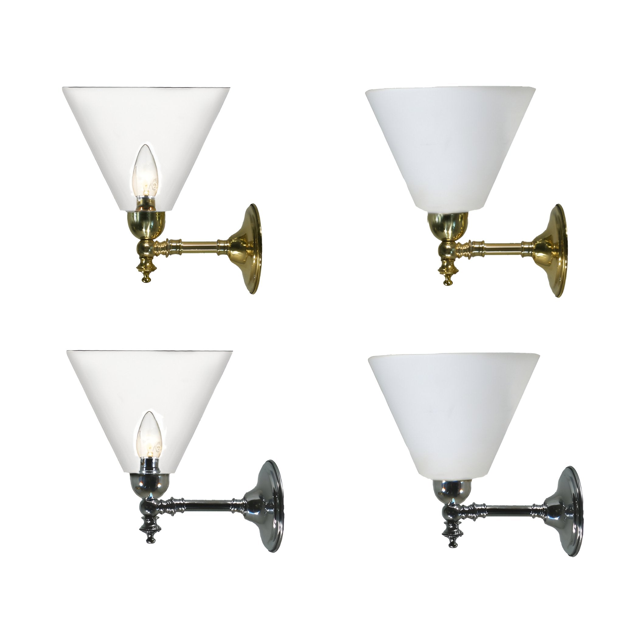 WAUBRA 1 Light Opal Matt or Clear Glass Wall Light - Brass or Chrome - Mases LightingLode Lighting