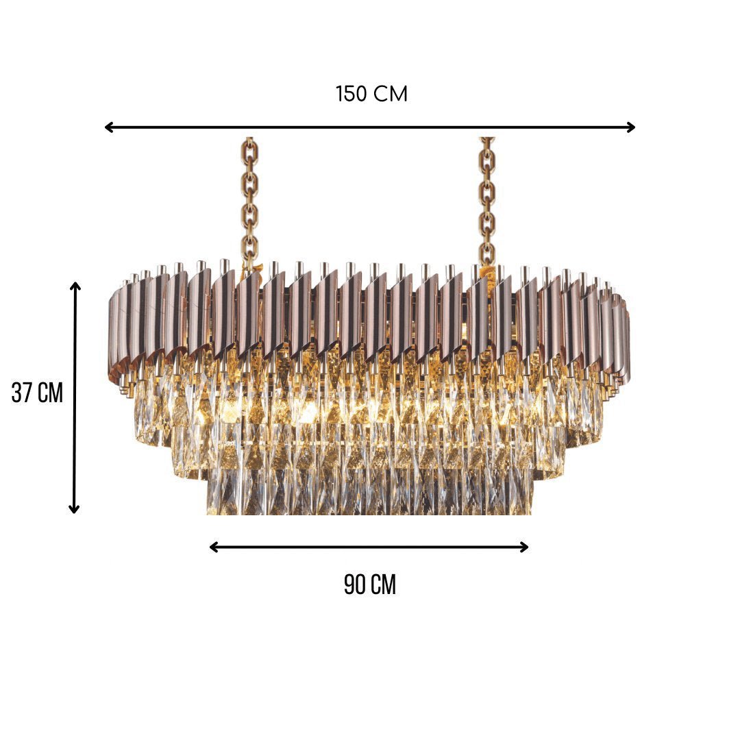 WINDSOR Premium Crystal Chandelier with Black or Rose Gold Edging | Lighting Creations