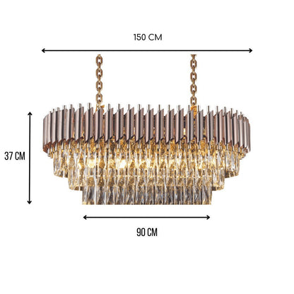WINDSOR Premium Crystal Chandelier with Black or Rose Gold Edging | Lighting Creations - Mases LightingLighting Creations