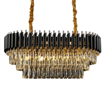 WINDSOR Premium Crystal Chandelier with Black or Rose Gold Edging | Lighting Creations - Mases LightingLighting Creations
