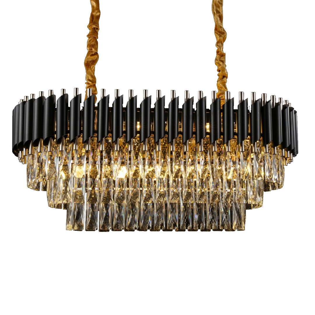 WINDSOR Premium Crystal Chandelier with Black or Rose Gold Edging | Lighting Creations