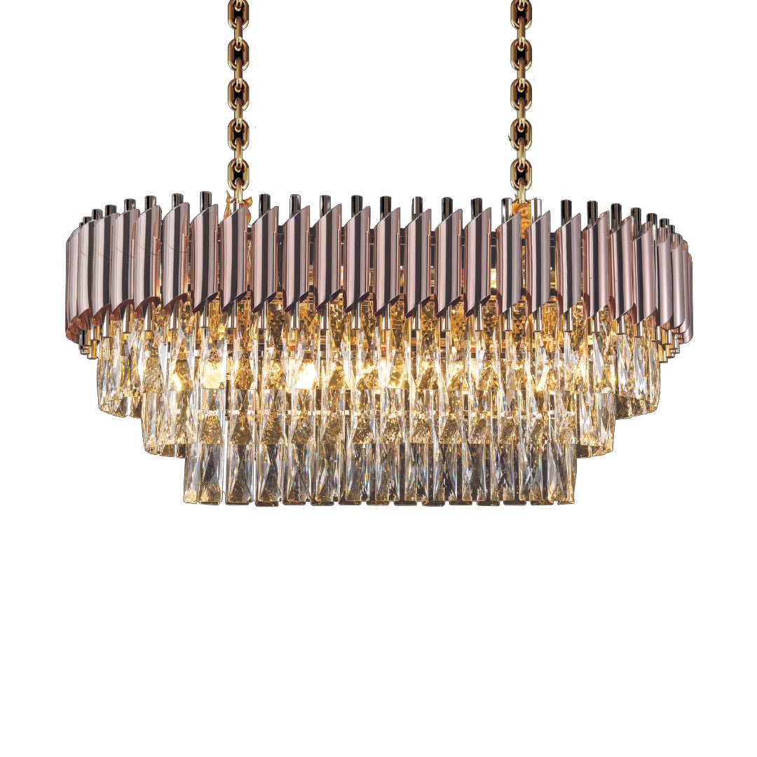 WINDSOR Premium Crystal Chandelier with Black or Rose Gold Edging | Lighting Creations