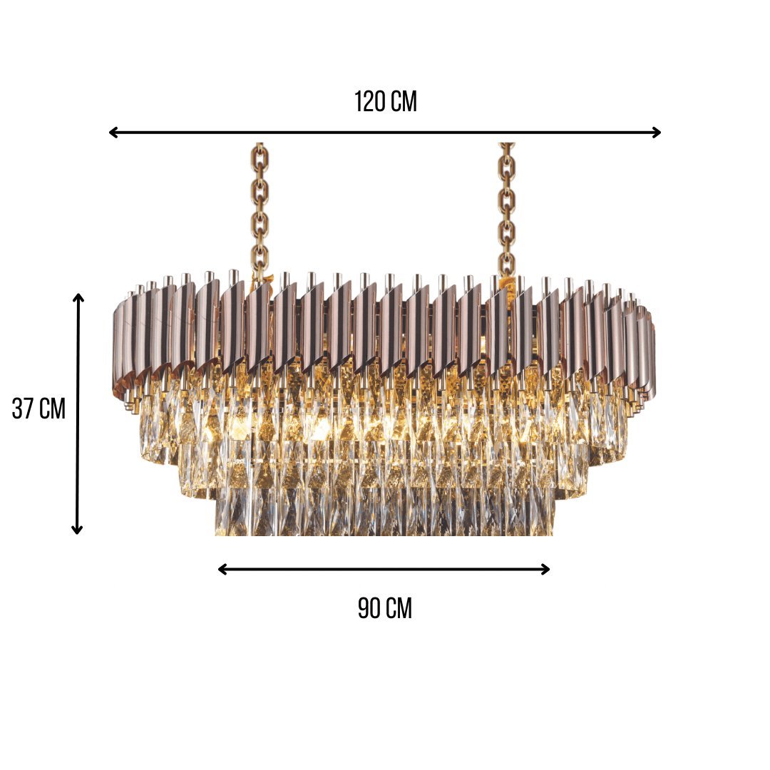 WINDSOR Premium Crystal Chandelier with Black or Rose Gold Edging | Lighting Creations