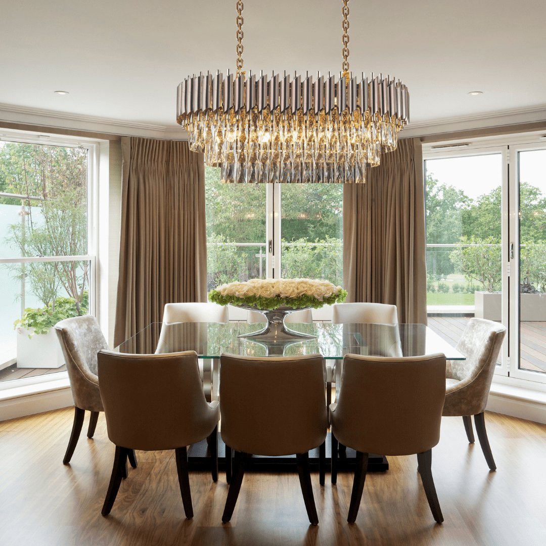 WINDSOR Premium Crystal Chandelier with Black or Rose Gold Edging | Lighting Creations