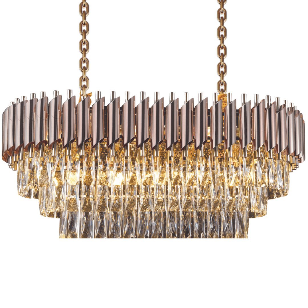 WINDSOR Premium Crystal Chandelier with Black or Rose Gold Edging | Lighting Creations